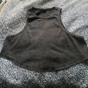 high-neck grey tank top